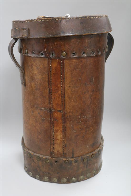 A leather fire bucket